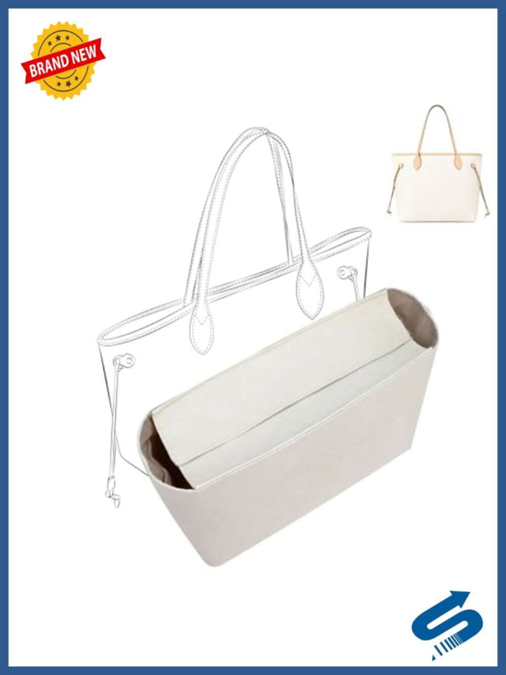 Purse Organizer Insert for Tote Bags, Magnetic Closure, Satin Lining